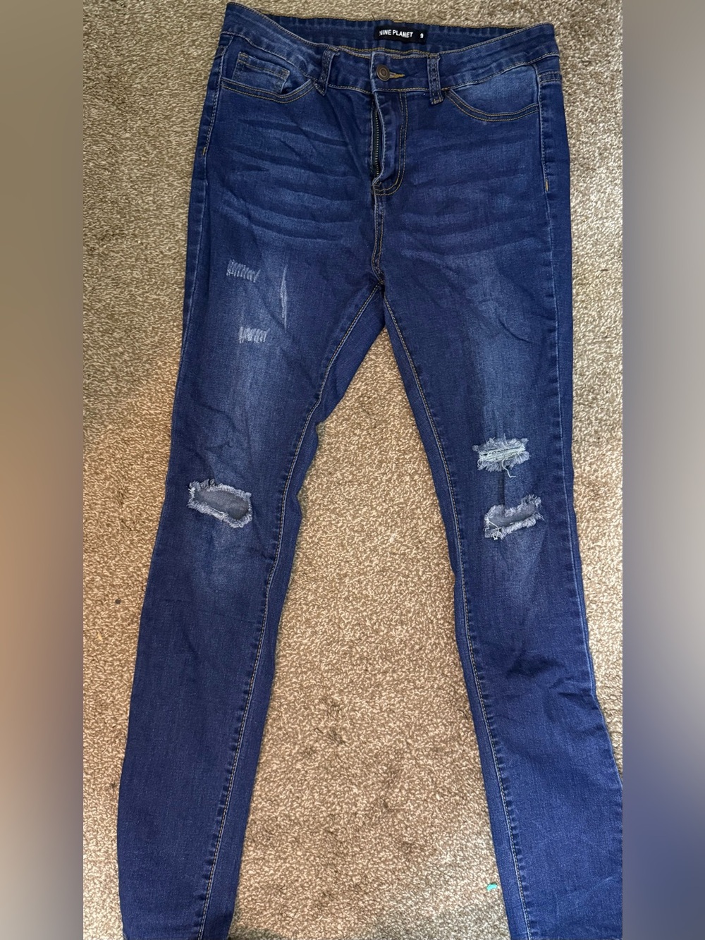 Nine Planet Distressed Skinny Jeans Size 9 Dark Wash Stretch Denim